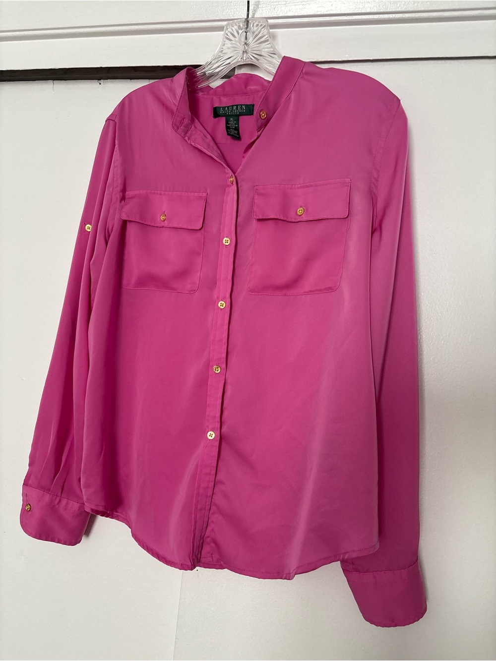 Lauren Ralph Lauren Hot Pink Button-Front Blouse